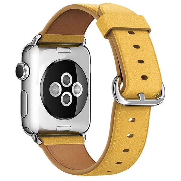 Litchi Stripe Leather Watch Band For Apple